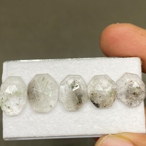 Stunning very very rare herkimer diamond geometric lot amazing quality pcs 5 wt 20 cts size 12x11mm-14x10mm stepcut rosecut herkimer diamond