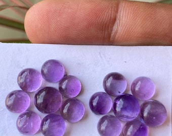 Gorgeous rare amethyst round smooth  flatback beautiful fine polish wt 27 cts size  6.8mm-8mm pcs 15 amethyst cabochons