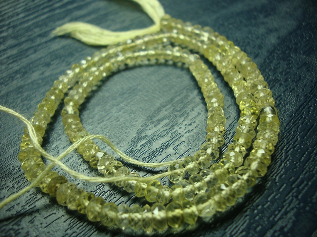 Lemon Yellow Topaz Beads Faceted Rondelles Size 24 Mm Length Etsy