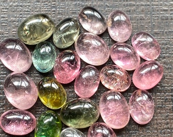 Dazzling rare Pink multi tourmaline oval cabochons lovely quality size 7x5-8x6mm fine  quality pcs 22 wt 25.40 cts pink tourmaline cabochons