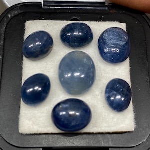 Stunning rare blue sapphire oval  cabochon smooth pcs 7 wt 30.70 cts size 9x7mm-12x10mm unheated natural sapphire oval cabochon