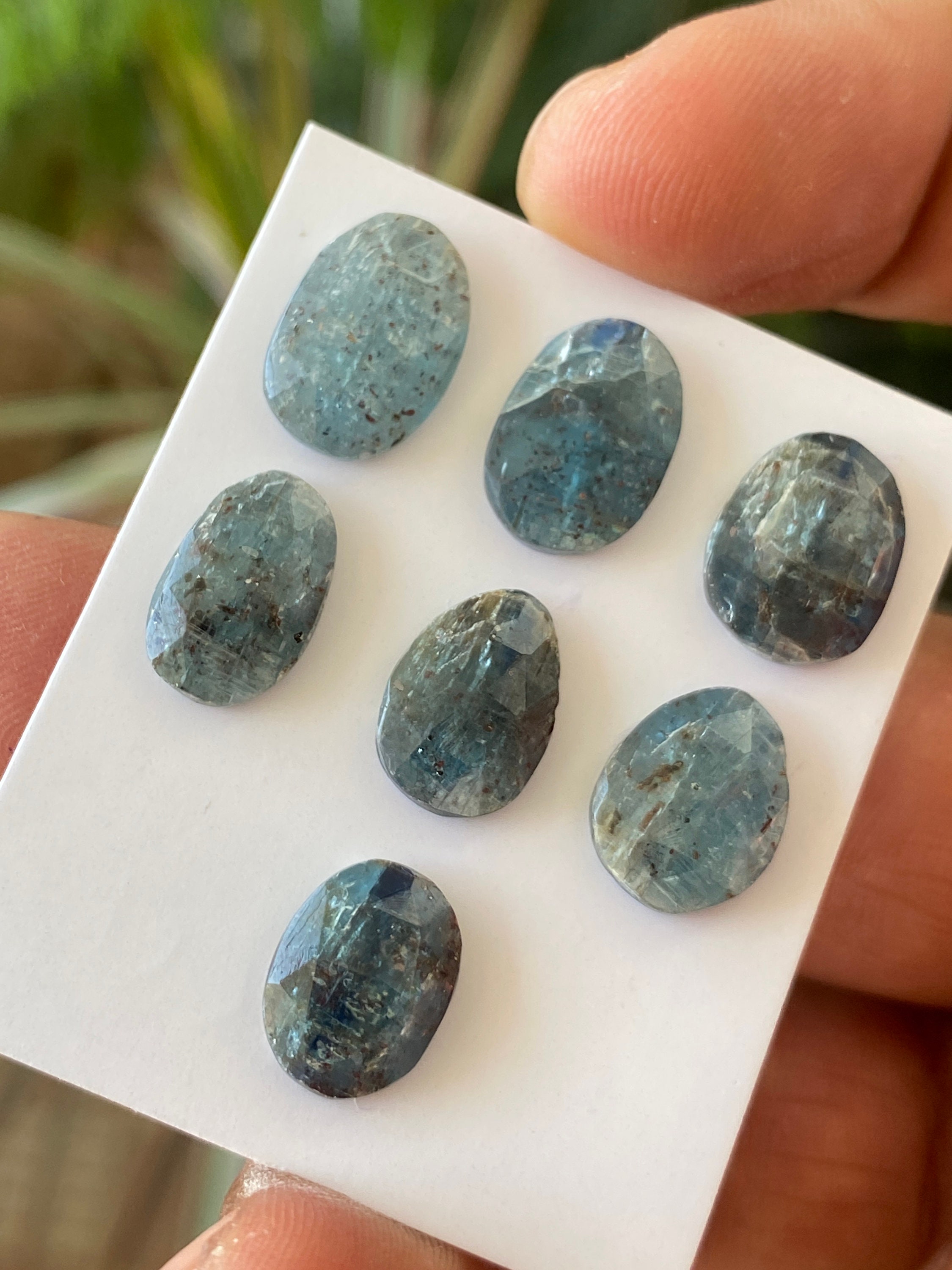 Stunning rare moss green kyanite pear rosecut flats fine quality weight 53 carats size 10.1x5.7mm-18.3x7.4mm pcs 17 moss green rosecut Stunning rare moss green kyanite pear rosecut flats fine quality weight 53 carats size 10.1x5.7mm-18.3x7.4mm pcs 17 moss green rosecut