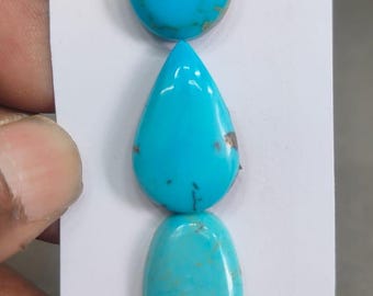 Mesmerising rare Arizona  mines Turquoise cabochons natural smooth polished ovals 22x15.8mm-29x14.5mm pcs 3 wt 42.20 cts turquoise cabochons