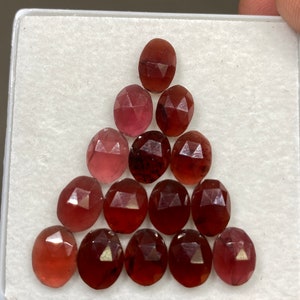 Delightful rare rosecut red orange garnet fancy garnet rosecut 8.5x6-9.5x7mm pcs 15 wt 29 cts mix sizes  orange garnet rosecut