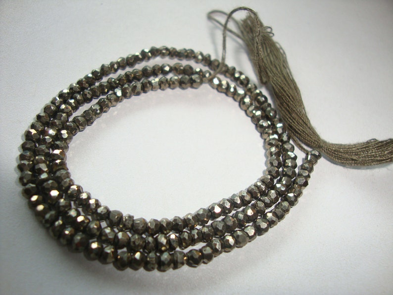 Pyrite Beads Rondelles Handmade Micro Faceted 14 Inches AAA Etsy