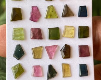 Lovely geometric watermelon tourmaline flatbacks size 5x4-7x5mm wt 10 carats Pcs 25 geometric tourmaline flats fine quality
