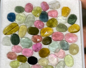 Stunning  multi tourmaline Rosecuts wt 22.70 carats size 5x4-9x5mm Pcs 47 rosecut multi tourmaline lot