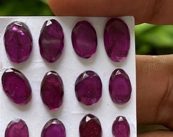Belle tablette de taille miroir grenat rhodolite taille 6,5 x 4,4 mm-11 x 6,7 mm poids 20 cts pcs 12 tranches de grenat rose grenat violet