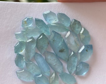 Wow hexagones aigue-marine stepcut wt 15 carats taille 6x3mm-13x5mm pcs 25 gemmes aigue-marine stepcut flatback