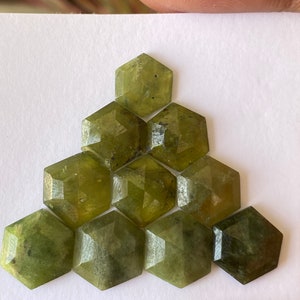 Lovely  vesuvianite hexagon stepcut wholesale lot weight 39 carats pcs 10 size 10mm-12mm flatback gems