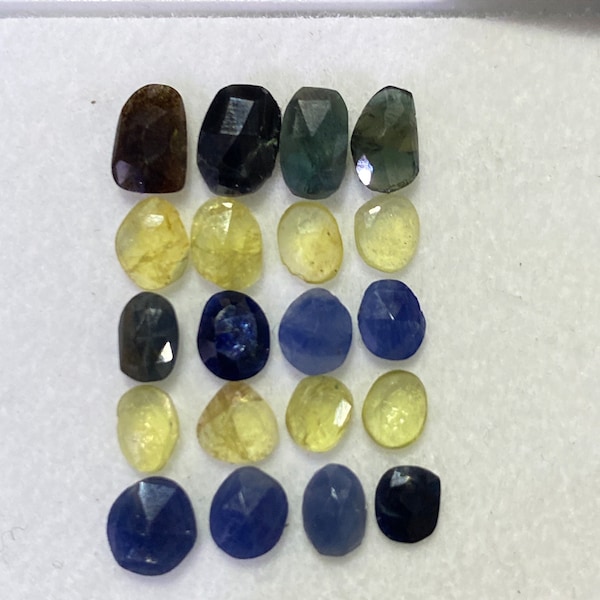 Blue Sapphire yellow sapphire rose cut wt 10 carats pcs 20 small sizes 5x4mm-7x5mm good quality blue sapphire yellow rosecut gems sapphire