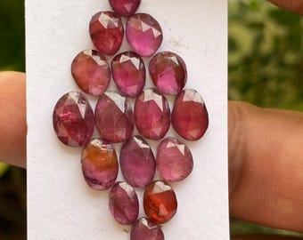 Grenat rose rhodolite taille 7,6 x 6 mm-9,8 x 7 mm poids 25,10 cts pcs 16 jolis tranches de grenat rhodolite rose