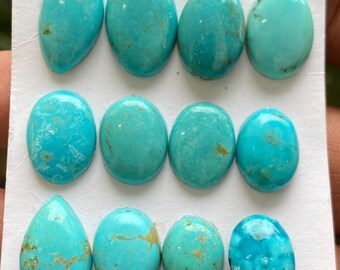 Fabulous rare Arizona  mines Turquoise cabochons natural smooth polished mix shapes pcs 12 wt 68 carats 12x10-17x12mm turquoise cabochons