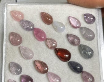 very rare burma mines multi spinel Pear cabochons lot beautiful gems pcs 21 weight 24.35 cts size 5x3mm-9x6mm spinel cabochons