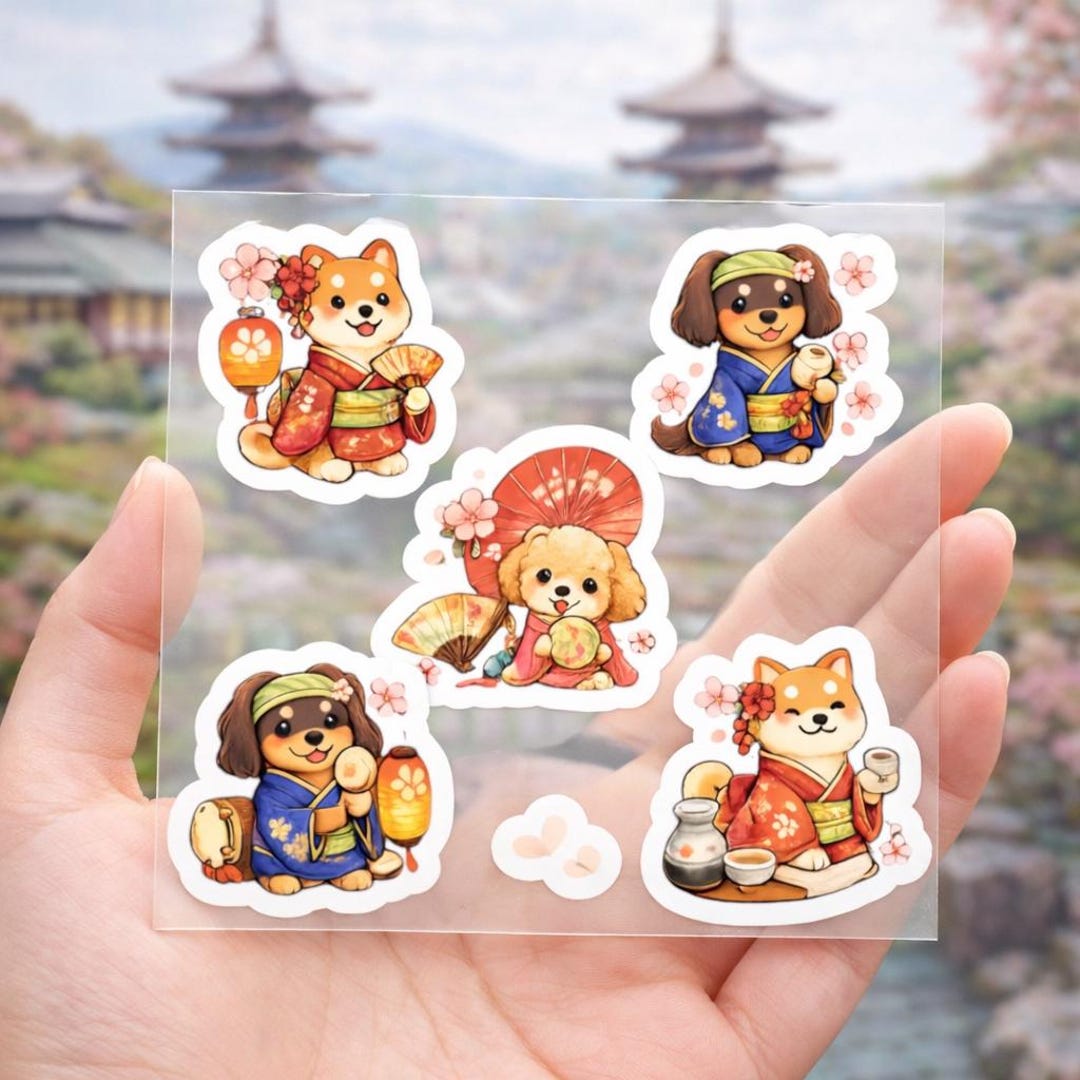 Japanese Chu Rascal Sticker Shiba Inu Japanese Sticker Set Kawaii Dog Kimono Sakura Japan Aesthetic ...