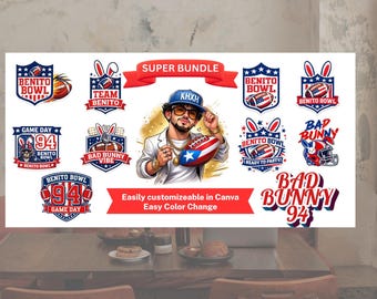 Benito Bowl 94 Football PNG Bundle, Bad Bunny Inspired Game Day Graphics (Digital Download)
