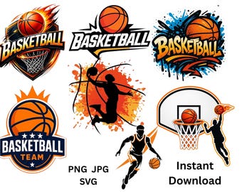 Basketball SVG Bundle, Sports Team Graphic, Shirt Design PNG (Digital Download)