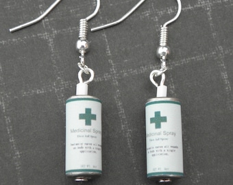 Resident Evil First Aid Spray Earrings - Video Game Jewellery - Biohazard - Resident Evil Inspired Gifts - Zombie Apocalypse Jewellery
