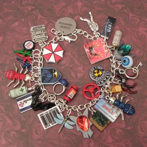 Resident Evil: Code Veronica Survival Horror Charm Bracelet - Video Game Jewellery - video Game Inspired Gifts - Zombie Apocalypse Jewellery