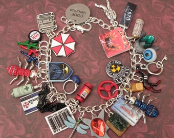 Resident Evil: Code Veronica Survival Horror Charm Bracelet - Video Game Jewellery - video Game Inspired Gifts - Zombie Apocalypse Jewellery