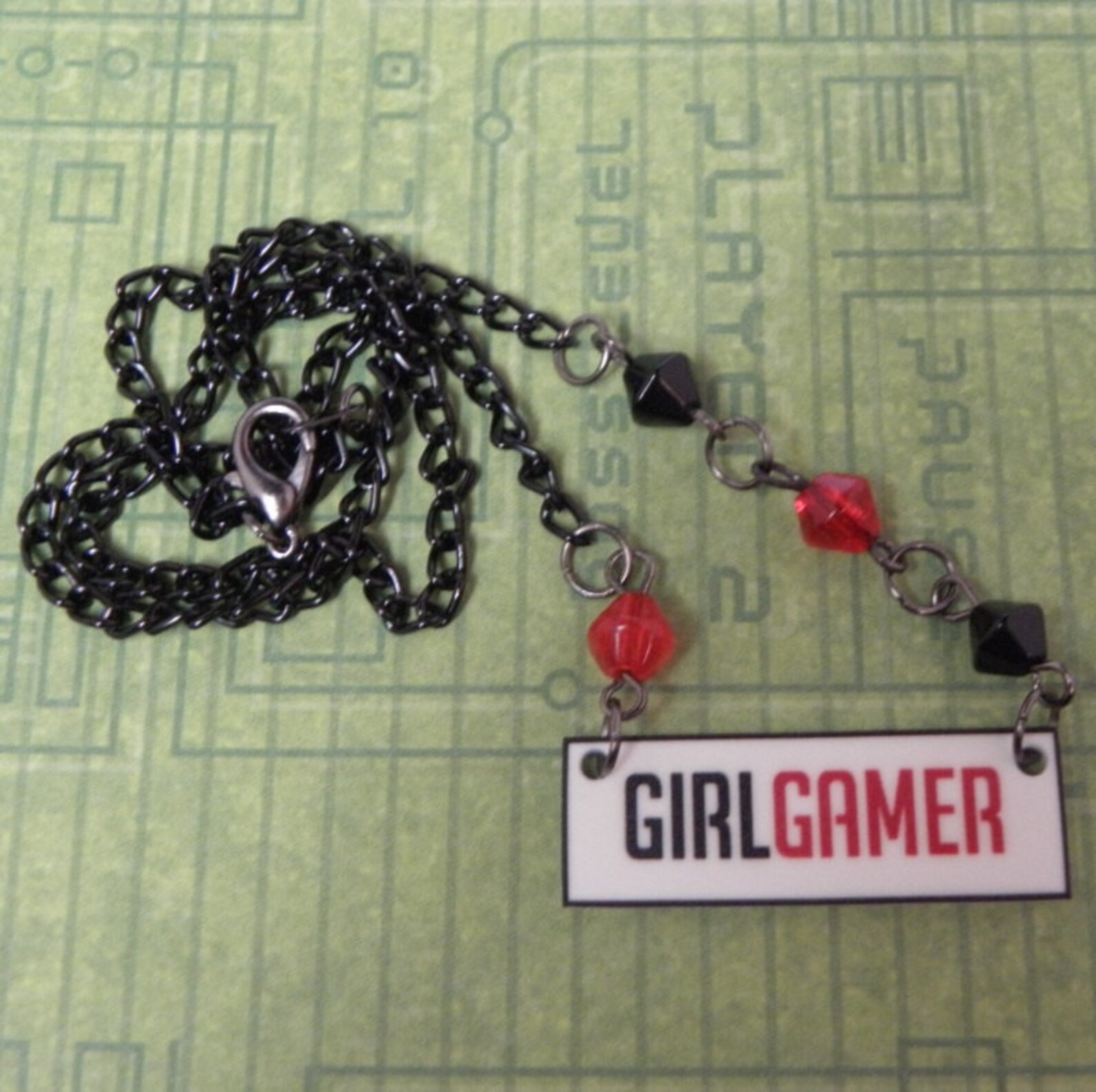 GIRL GAMER Logo Bead and Chain Necklace Geeky Video Game Etsy