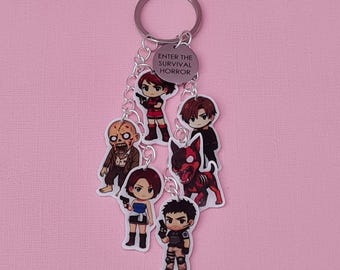 Resident Evil Chibi Charm Keychain - Video Game Jewellery - Horror Inspired - Zombie Apocalypse Jewelry