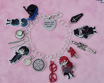 Black Butler Charm Bracelet - Anime Jewelry - Kuroshitsuji