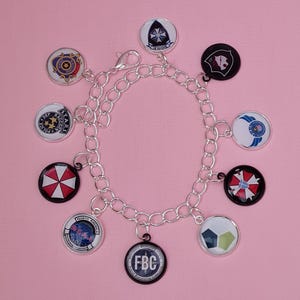 Resident Evil Charm Bracelet - Video Game Jewellery - Resident Evil Inspired Gifts - Zombie Apocalypse Jewellery