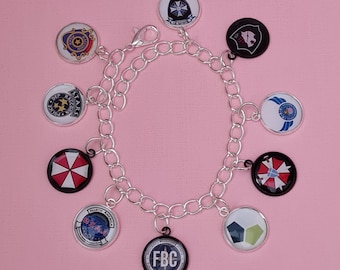 Pulsera con dije de Resident Evil - Joyería de videojuegos - Regalos inspirados en Resident Evil - Joyería de apocalipsis zombi