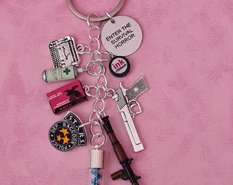 Resident Evil Enter The Survival Horror Keychain (Lite Version) - Video Game Accessories - Horror Inspired - Zombie Apocalypse Jewelry