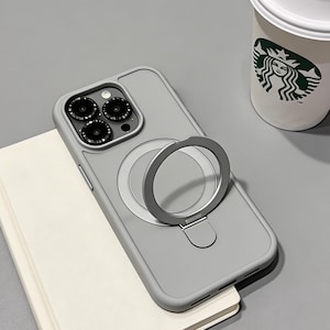 MagSafe iPhone Case with Ring Stand – Magnetic Kickstand Phone Case, Shockproof Matte Cover, Minimalist Protective Case Gift for Him Her