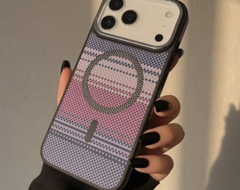 MagSafe Checkered Phone Case, Geometric iPhone Case, Trendy Pattern Case, Modern Protective Cover Gift for Her Him