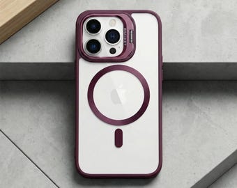 MagSafe Clear iPhone Case with Kickstand – Military Drop Shockproof Magnetic Phone Case with Camera Lens Guard