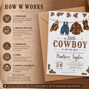 Cowboy babyshower-inbjudan, babyshowermall, redigerbar Canvas-mall, direktnedladdning bild 4