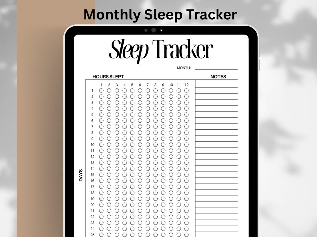 Sleep Tracker Printable, Monthly Sleep Log, Sleep Quality Journal ...