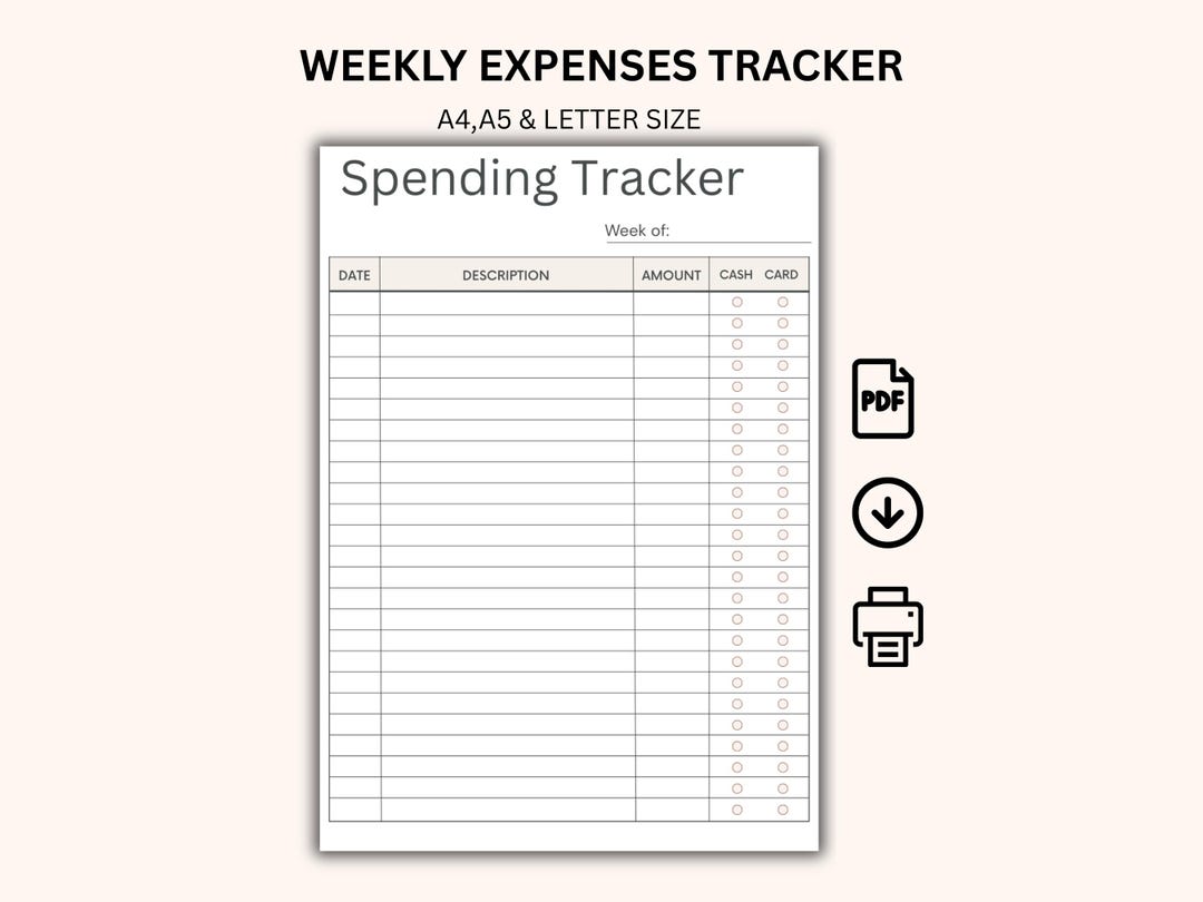 Weekly Expenses Tracker Printable, Spending Tracker, Budget Planner, A4 ...