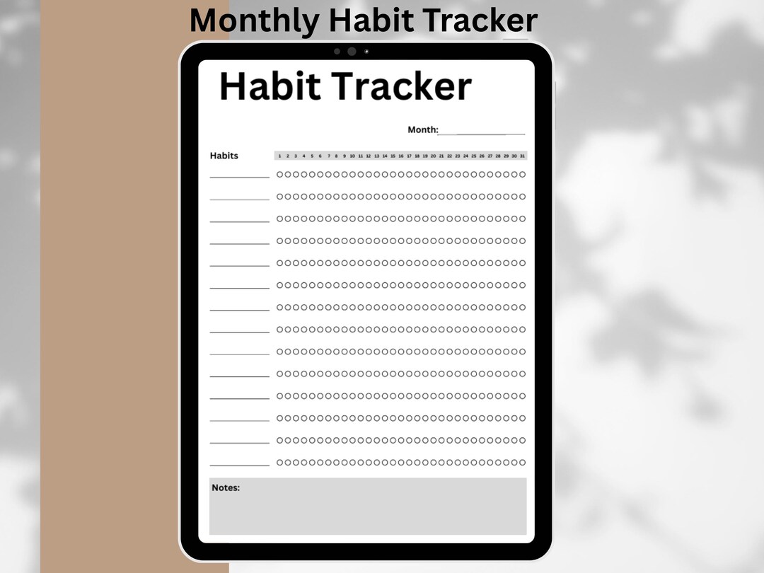 Monthly Habit Tracker Printable Monthly Goal Tracker Digital Habit ...