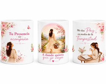 Christian Mug Wrap PNG | Diseño Digital para Taza Cristiana | Floral Mug Wrap Sublimation Design | Faith Mug PNG Download