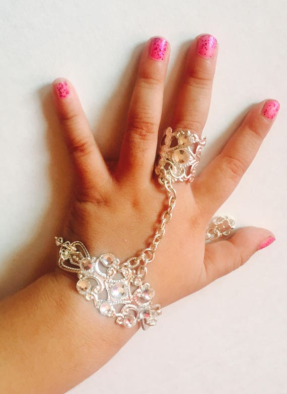 Little Girl Crystal Bracelet and Ring,baby Girl Ring and Bracelet,bracelet  With Ring,bracelet,bracelets,baby Bracelets,silver,crystals -  Denmark