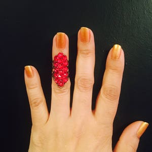 Single crystal claw ring,nail ring,nail tip, crystal claw,crystal nail tip,nail guard,copper  filigree,siam crystals.