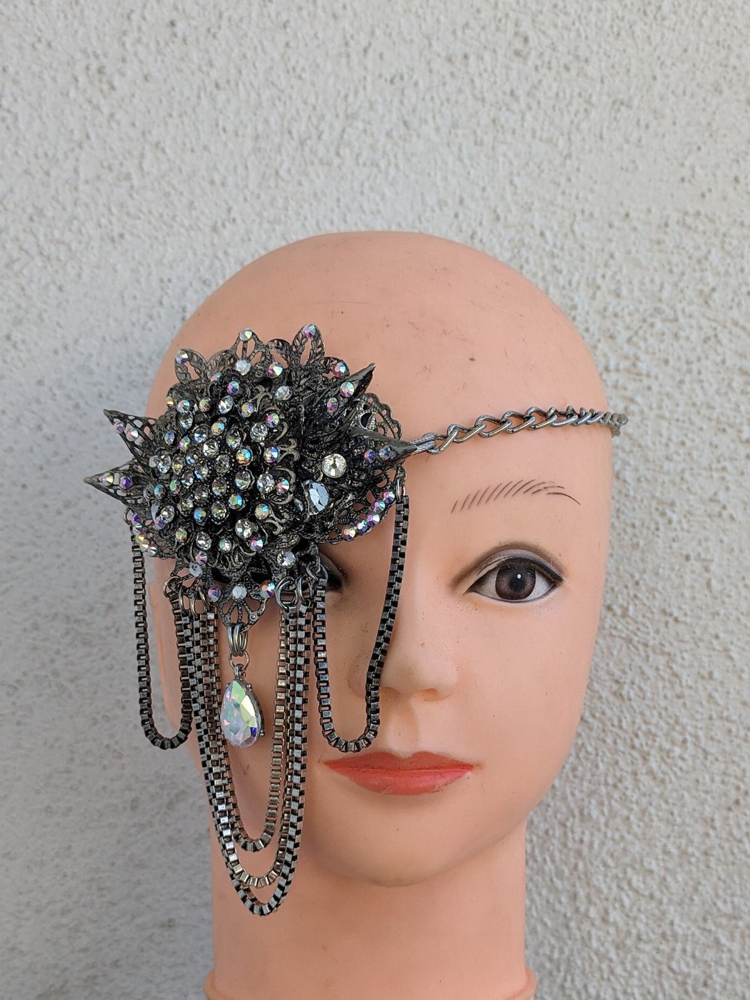 Crystal Eye Patch, Eye Patch, Spike Eye Patch, Eye Cover, Silver Eye Patch, Fancy Eye Patch