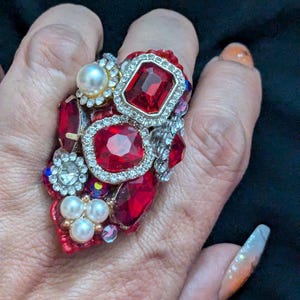 Crystal charm rings, large crystal rings, large stone rings, large statement rings, holiday rings, crystal rings, rings, adjustable.
