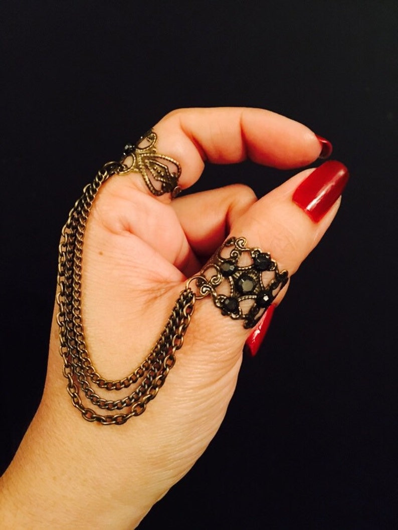 Chain Ring and Thumb Ring Made With Multi Dangle Chains in Etsy