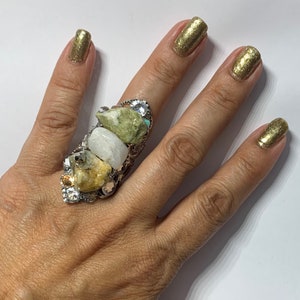 Stone rings, crystal rings, cocktail rings,  river stone rings, rock crystal rings,  rings, filigree rings, natural stone rings, adjustable.