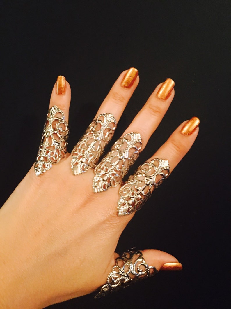 Arrow Rings,armor Rings,large Rings,full Hand Set,5 Pcs,silver Color ...