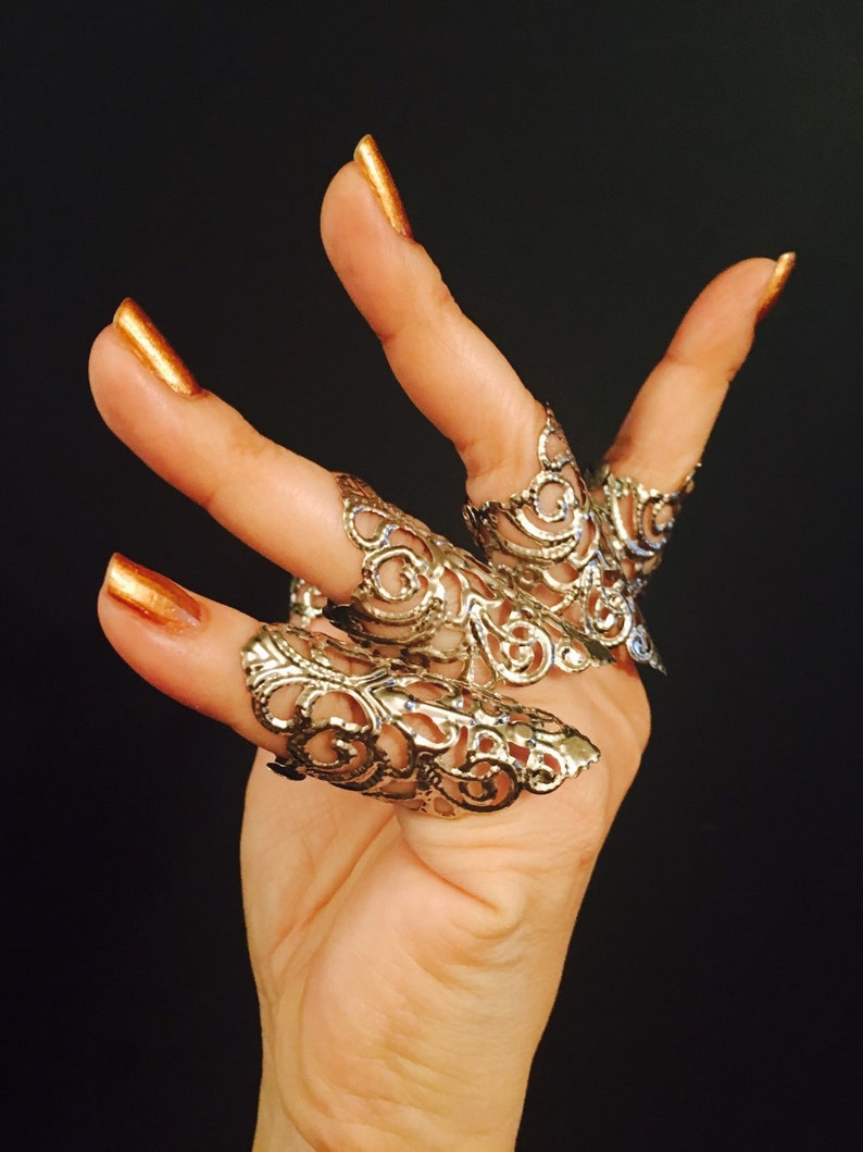 Arrow Rings,armor Rings,large Rings,full Hand Set,5 Pcs,silver Color ...