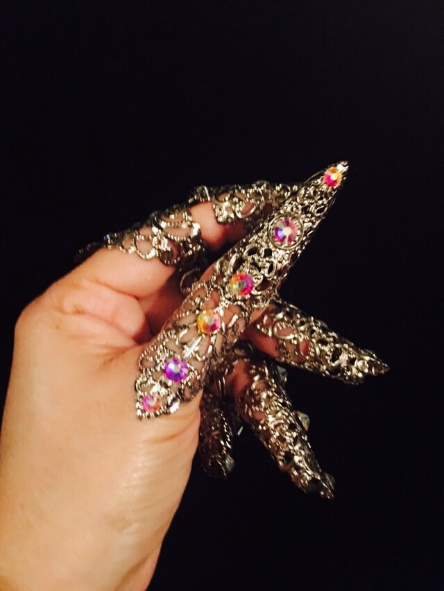 Crystal Claws, Full Finger Claw Rings, Armor Rings, Nail Guards, Metal ...
