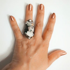 Stone rings, crystal rings, cocktail rings,  river stone rings, rock crystal rings,  rings, filigree rings, natural stone rings, adjustable.