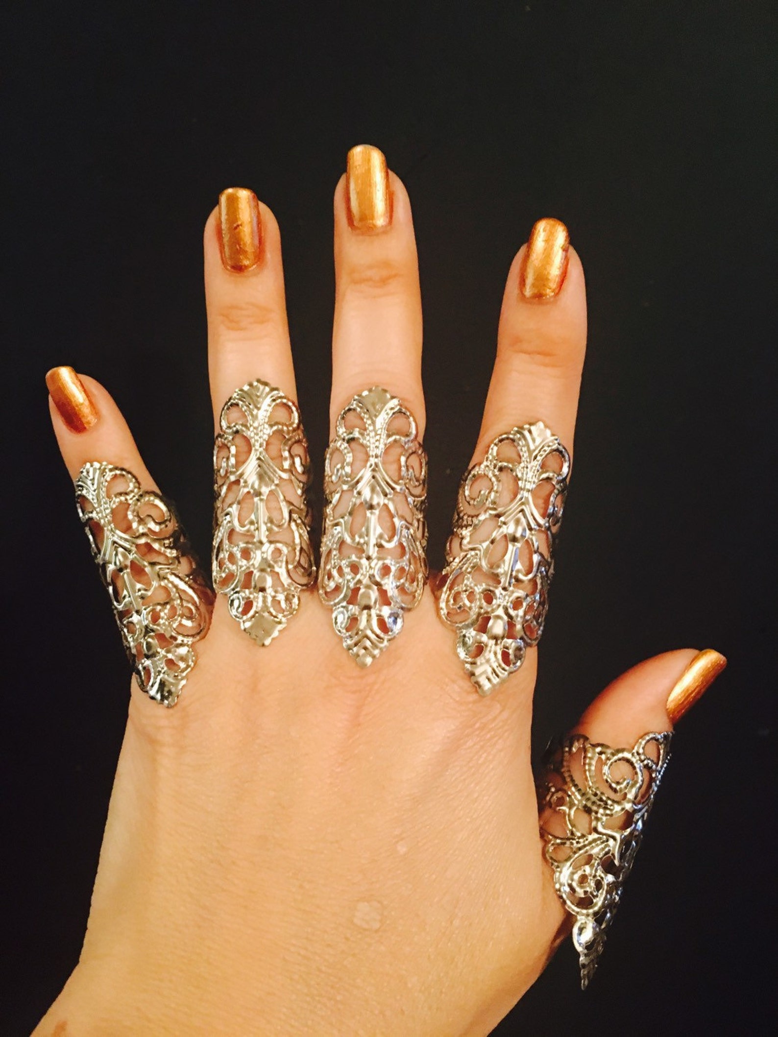 Arrow Rings,armor Rings,large Rings,full Hand Set,5 Pcs,silver Color ...