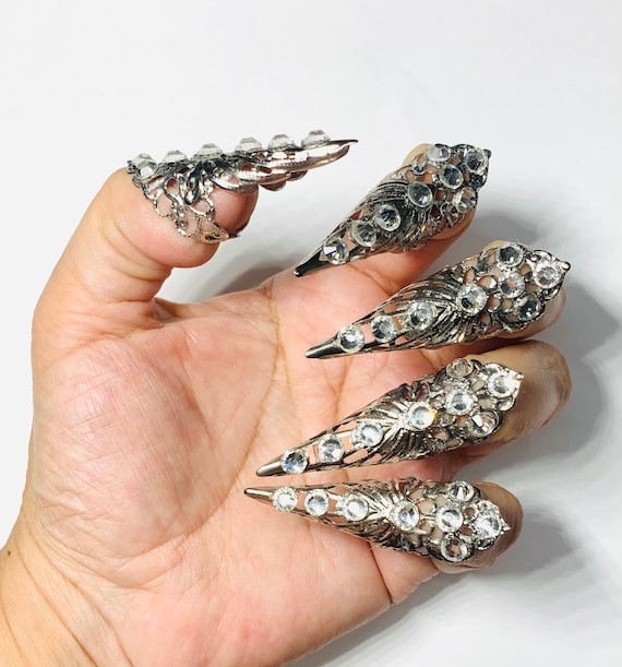 Spike Claw Rings, Nail Tips, Nail Rings, Claws, Crystal Claw Rings